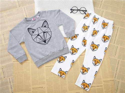 2PCS Toddler baby Boys Cotton Tops + pants outfits & Sets kid Boys Clothing Wolf - Picture 2 of 3