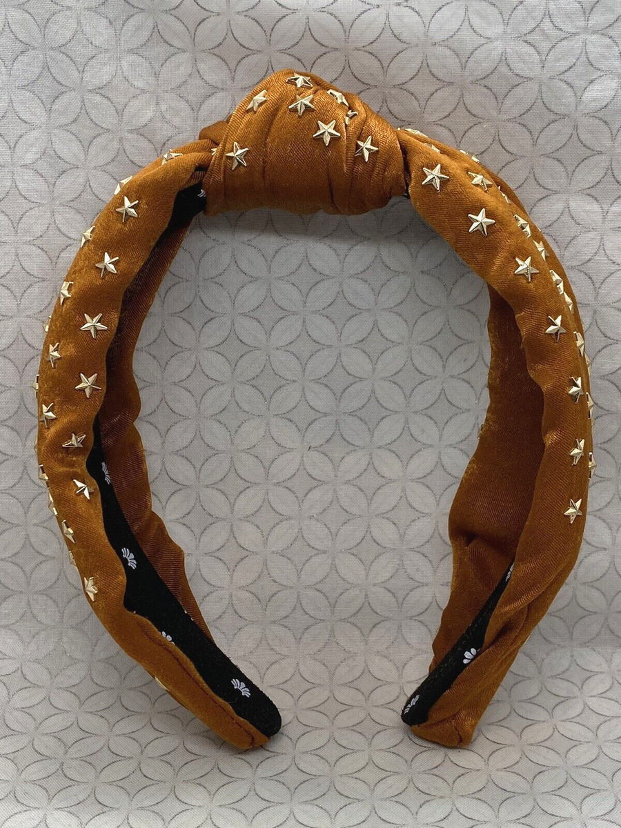 Lele Sadoughi Gold Glitter Knotted Headband Lele Sadoughi Embellished Striped Cotton Knotted Headband  main image 4