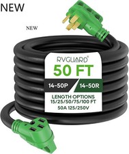 RVGUARD 50 Amp 50 Foot RV/EV Extension Cord, NEMA 14-50P/R Heavy Duty, NEW.