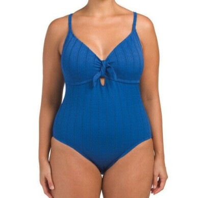 Kenneth Cole Reaction Flower Child Tie One Piece Swimsuit Plus