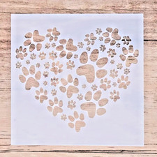 Heart Dog Paw Print Stencil 5.9in x 5.9in Durable Reusable Flexible 10mil Mylar