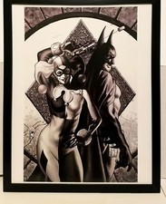 Image of Batman & Harley Quinn by Simone Bianchi 11x14 FRAMED DC Comics Art Print Poster