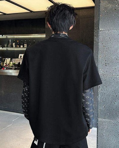 Moda Para hombres Jóvenes Manga Corta Suelta Graffiti Cuadrícula Punk Gótico Camiseta Talla - Imagen 8 de 9