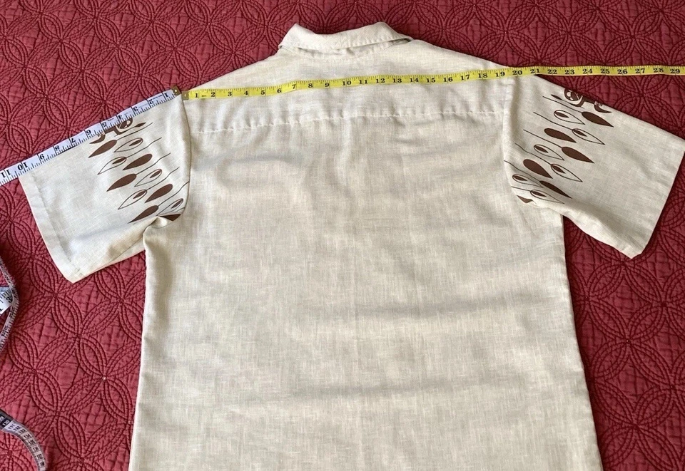 Iolani 夏威夷男式 L 环套衫衬衫棕褐色 70 年代大领 Tiki 复古,尺寸 L — 第 4/4 张图片