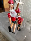PAIR OF VINTAGE WOODEN PINOCCHIO STRING PUPPETS MARIONETTE MADE IN ITALY