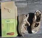Women's Tan Naot Deluxe Champagne Biscuit Women's Leather Wedge Sandals 5.5US 37 — photo 5