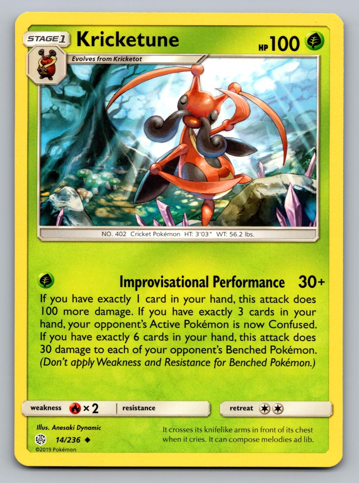 Kricketune 14/236 Uncommon Cosmic Eclipse Pokemon Near Mint