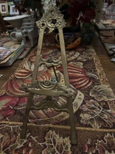 Victorian Brass Easel 10 In Ornate Folding 