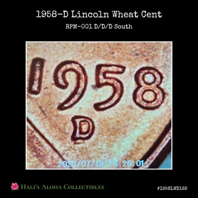    1958 D/D/D-South Lincoln Wheat Cent RPM-1 VDDO-2/Off-Center/Partial Collar