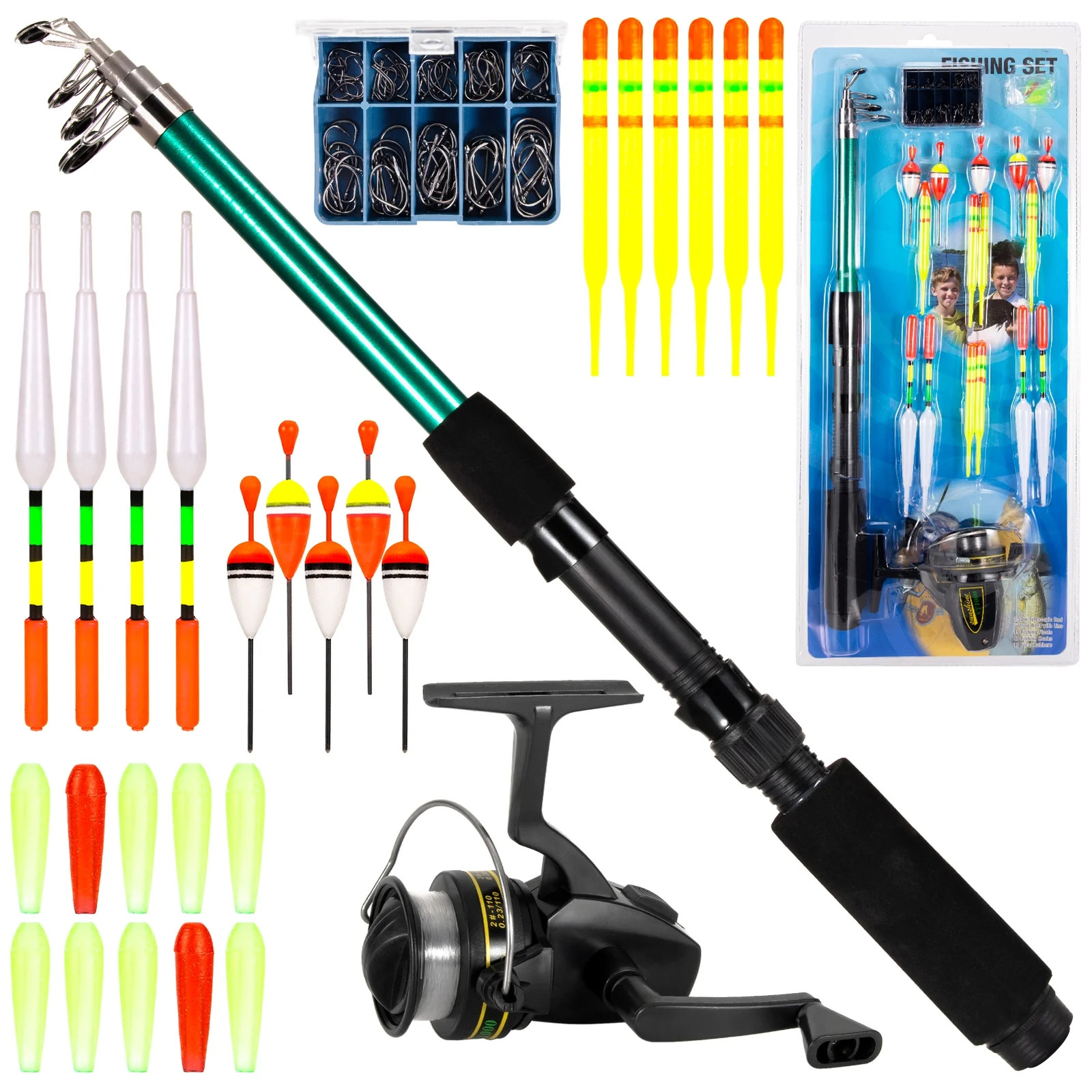Fishing Rod and Reel Combo 127Pcs Fishing Tackle Set Telescopic Fishing Rod Pole