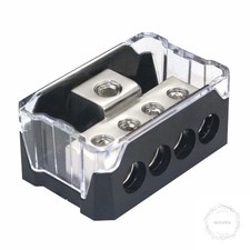 4 Way Power Distribution Block, 0/2/4 AWG Gauge in, 4/8/10 Gauge Out, Car Audio