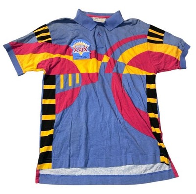 Vintage Apex One Super Bowl XXIX 1995 Polo patchwork Shirt Colorful sz L Mens