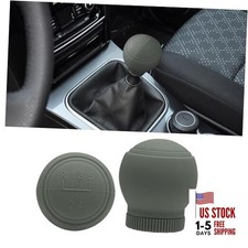 2PCS Car Gear Shift Knob Cover, Anti-Slip Silicone Vehicle Knob Gear Stick Gray