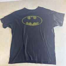 Batman Bat Signal Logo Fade Look Black Yellow Graphic T-Shirt Sz XL 100 Cotton