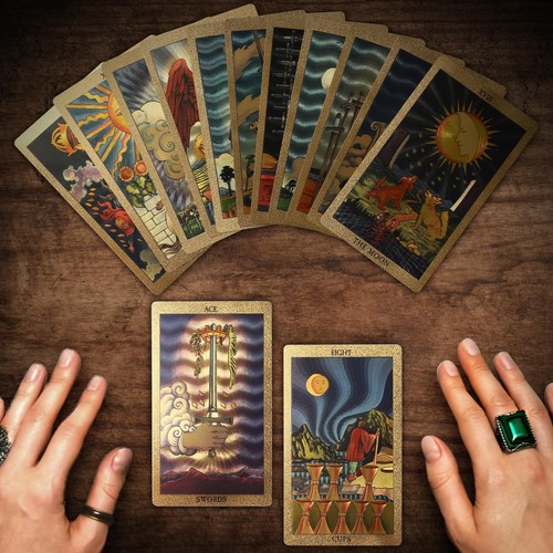 78 cartas del tarot con guía, baraja de tarot Rider Waite, cartas del tarot de lámina dorada D... - Imagen 6 de 7