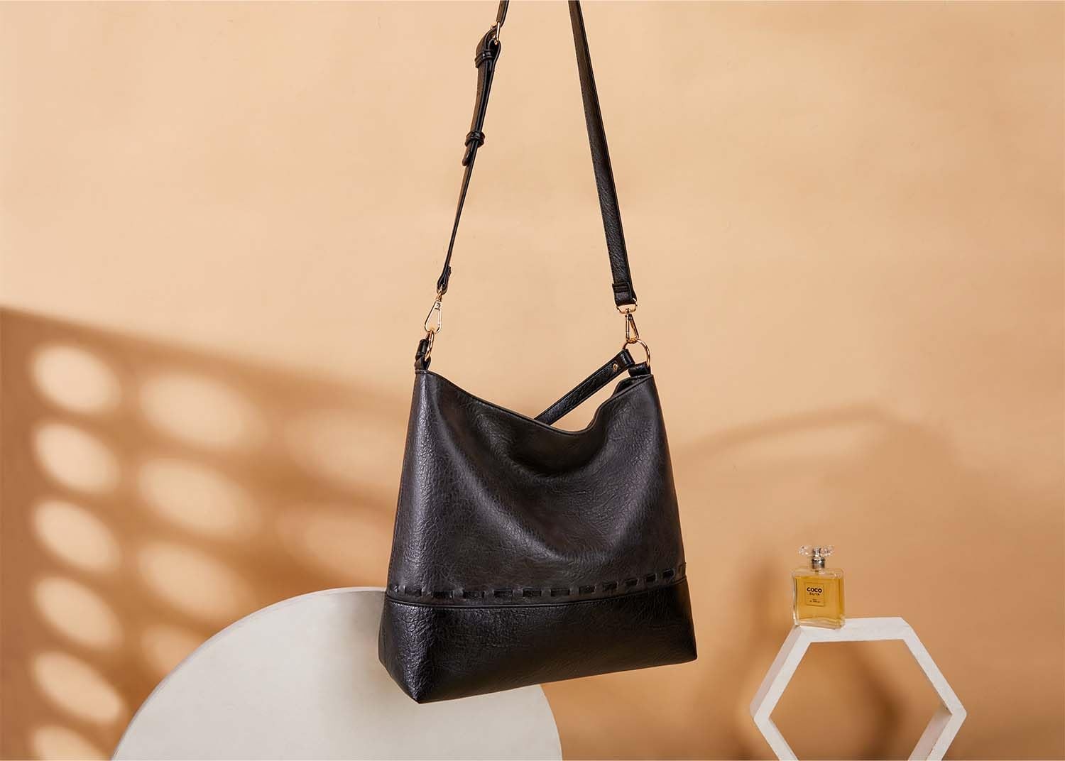 Hobo Bags for Women Vegan Leather Shoulder Purses and Handbags Grey & Black