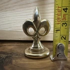 Antique Gold Fleur-De-Lis Wax Seal Stamp Brass Woman Flowing Hair Clay Jar