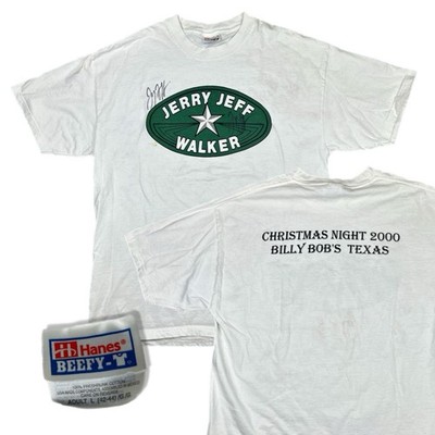 Vintage Jerry Jeff Walker T-shirt Size Large Signed 2000 Billy Bobs Texas White