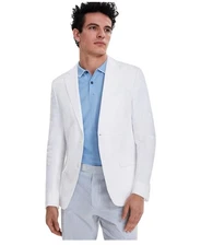 Tommy Hilfiger Mens Modern fit Sport Coat Blazer 42 S White Solid Linen