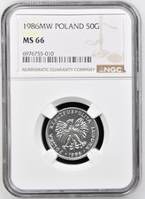Poland 50 Groszy 1986  NGC MS 66 UNC Aluminum