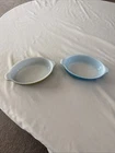 Lot 2 PYREX vintage Pixie Au Gratin Casserole Dishes #700 10 OZ Green & Blue