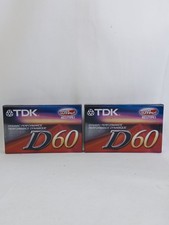 Lot of 2 New Sealed TDK D60 Blank Cassette Tapes High Output Type I Normal Bias
