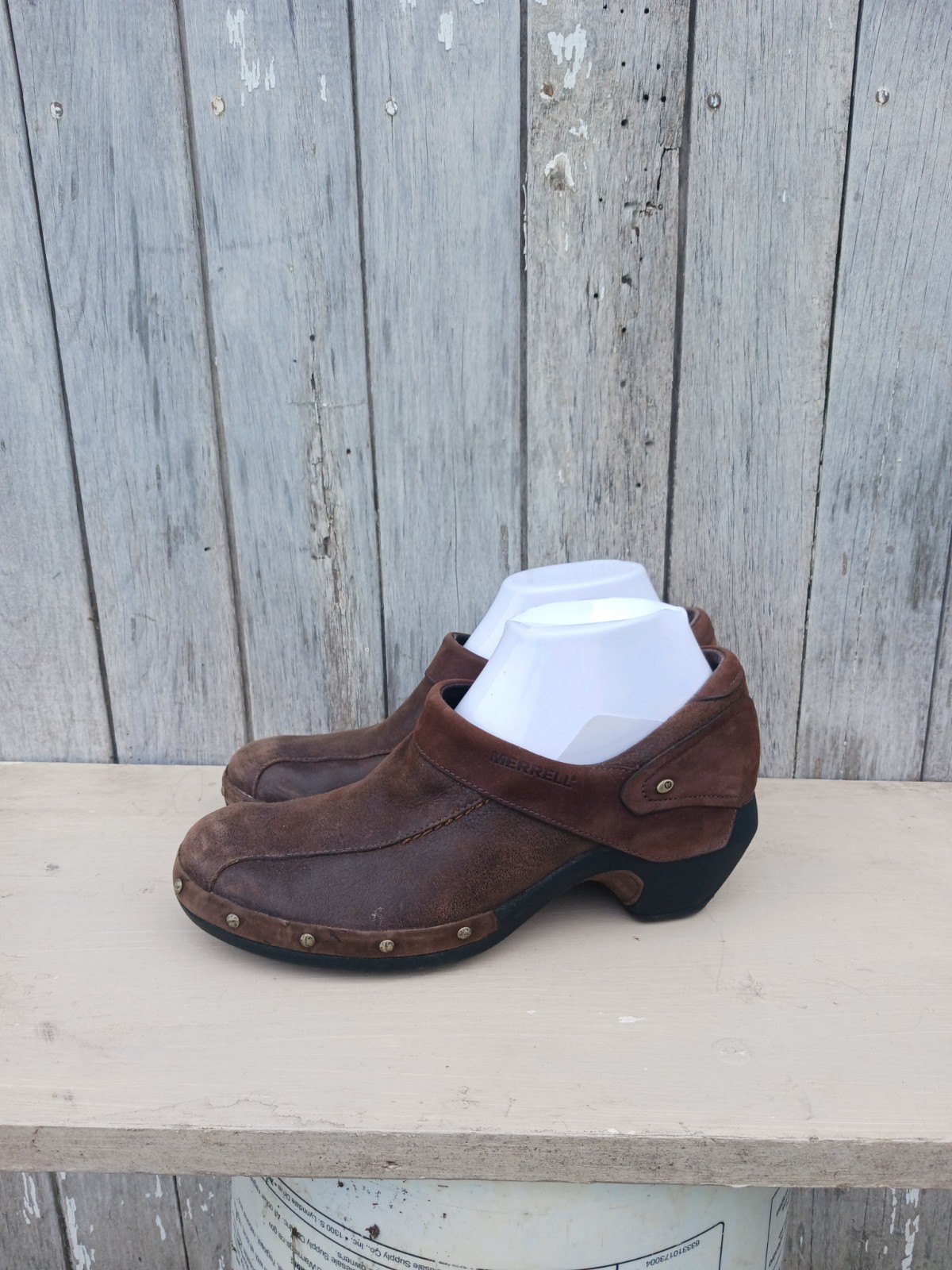 Merrell Scarpe Donna 8 5 Luxe Espresso Zoccoli Slip On Pelle Marrone Punta Tonda