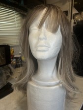 Ash Blond Light Brown Wavy Synthetic Wig Classic Cap Medium 14in Free-Part