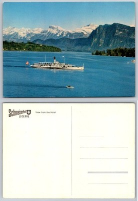 Vintage Paddle Steamer Lake Lucerne Switzerland Swiss Alps Postcard