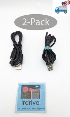2-Pack Black USB-A to 5pin USB Mini-B Cable for Camera/Cell/Power Bank Connector