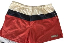 Vtg Y2K Speedo Block Trunks Gorpcore Swim Shorts  Deep Orange blk cream Men&rsquo;s XL