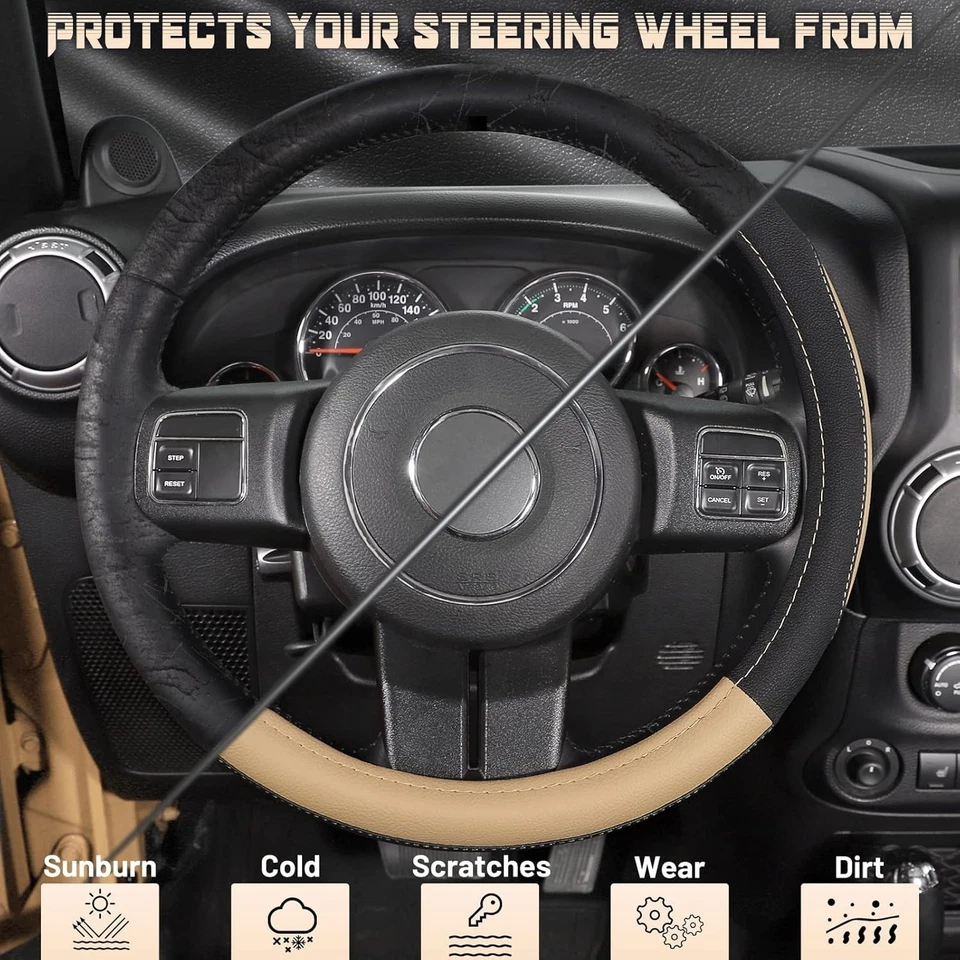 Microfiber Leather Steering Wheel Cover for GMC Sierra 2500 HD/3500 HD 2014-2018 Foto 4 de 4