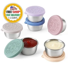 [6 Pack x 1.6 oz] Salad Dressing Container, Small Condiment Containers with Lids