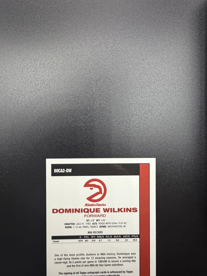 2025-26 Topps NBA Dominique Wilkins AUTO 21/25 Orange Mojo JERSEY MATCH - Image 3 of 4