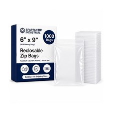 6” X 9” (1000 Count) Thick Durable Quart Clear Reclosable Zip Bags 6