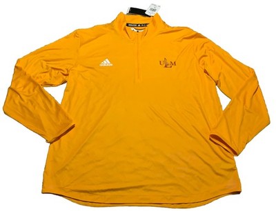 ULM Warhawks Adidas pullover Mens 2XL team-issued quarter-zip Gold NEW With FLAW