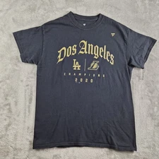 Dos Angeles Dodgers Lakers Shirt Medium Black Gold Champions 2020 Fanatics Tee