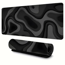 15.7x35.4 inch Extra Large Gaming Desk Mat & Mouse Pad-Black & Grey Swirl Design