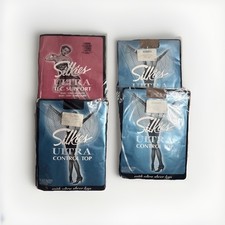Lot of 4 Pair Silkies Ultra Control Top Pantyhose Medium 2 Nude  2 Jet Black 
