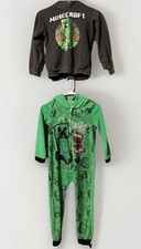 Mojang Minecraft Creeper Union Suit Pajamas Boys 8 Hoodie Full Zip Sleepwear