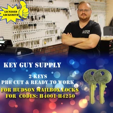 H4001-H4250. Pair of replacement keys for Hudson mailbox locks, pre cut to code.