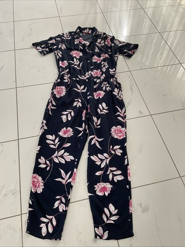 S.OLIVER Langer Jumpsuit.Overall Damen Gr.42/XL blau/ Weiß Geblumt.Super Zustand - Bild 7 von 14