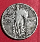 1929 US Standing Liberty SILVER Quarter! "Philadelphia" Mint! FINE! Old US Coin!