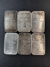 6 x Vintage USVI Ingot Co. A-Mark 1 oz Silver Bars. NO DATE version * Rare * 301