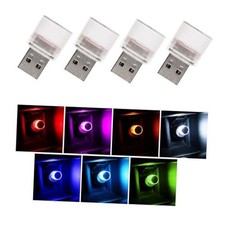 4 PCS USB LED Car Interior Atmosphere Lights, Plug-in USB Colorful Slow