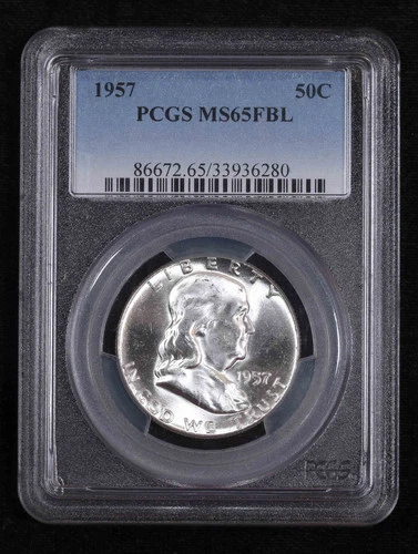 1957 P Half Dollars Franklin PCGS MS-65 FBL