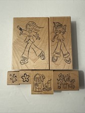 Close To My Heart Best Friends Wooden RUBBER STAMP Complete Set Of 6 CTMH S681