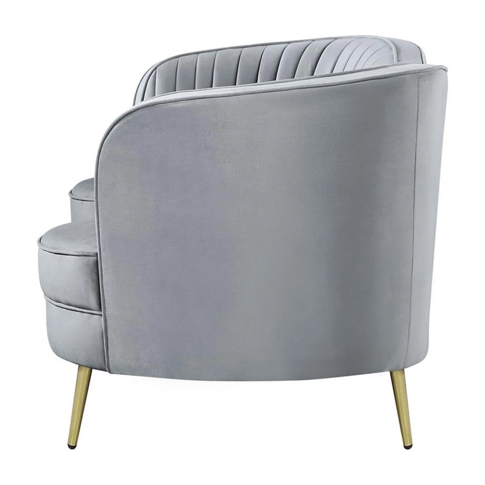 Sofá loveseat tapizado de terciopelo Coaster Sophia Transitional en gris Foto 4 de 4