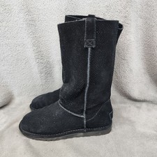UGG Shoes Womens Size 9 Black Perforated Suede Unlined Tall Boots Read 