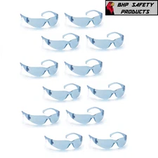 (12 PAIR) PYRAMEX INTRUDER SAFETY GLASSES INFINITY BLUE LENS WORK EYEWEAR S4160S
